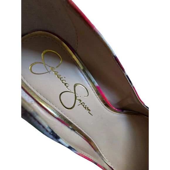 Jessica Simpson 7.5 Veronica Pumps Floral Watercolor Heels Pink Red Black Flirty - Picture 6 of 10